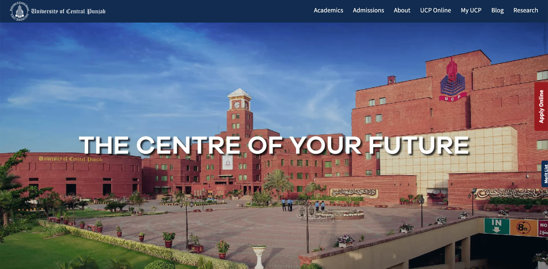 University of Central Punjab campus aerial view showing 'The Centre of Your Future' — one of Punjab Group's chartered universities