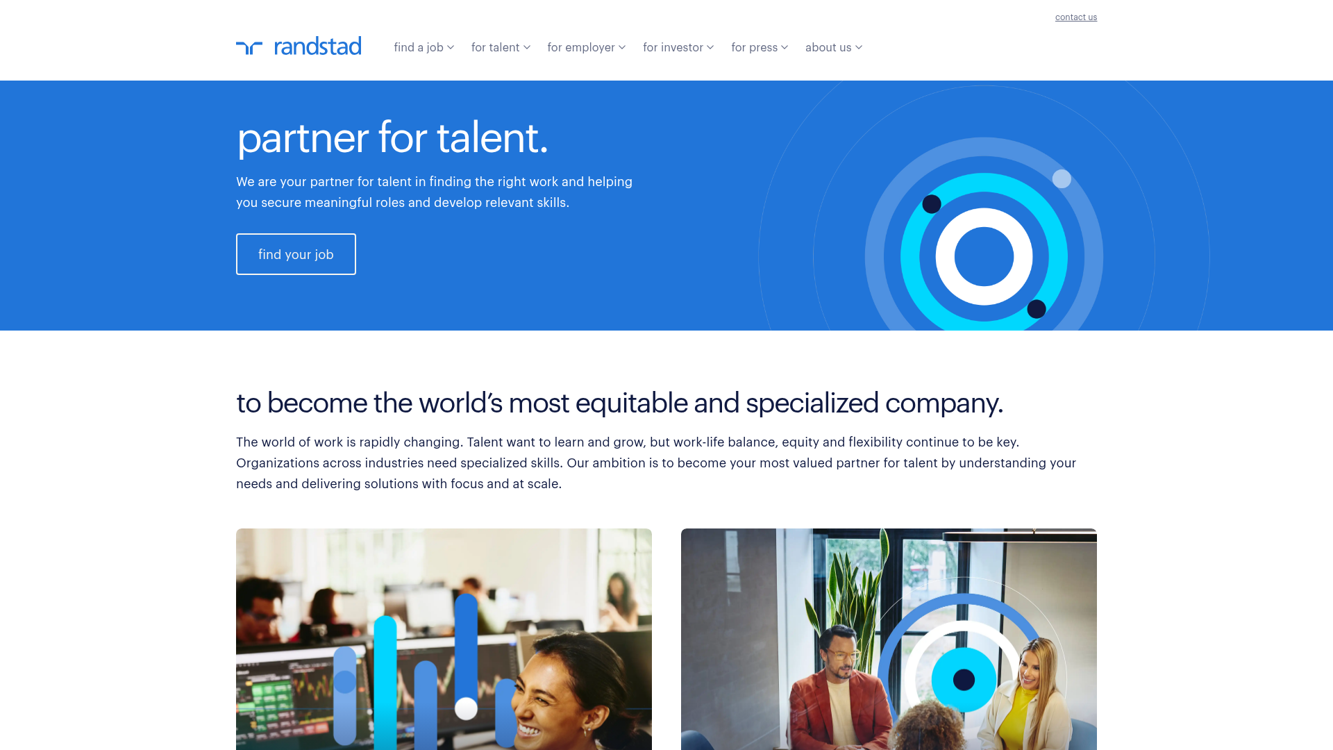 Randstad global recruitment website